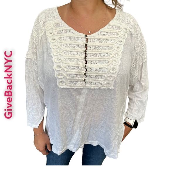 Free People Tops - Free People Linen Blend Top in White Size M